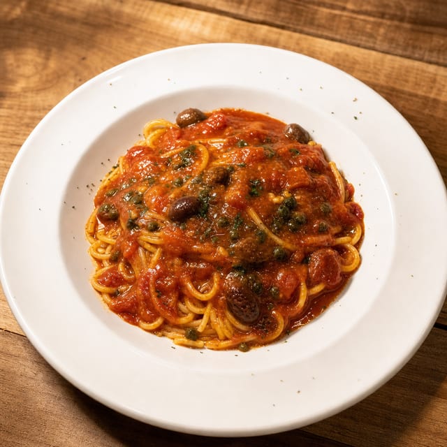Pasta Puttanesca Lunch.