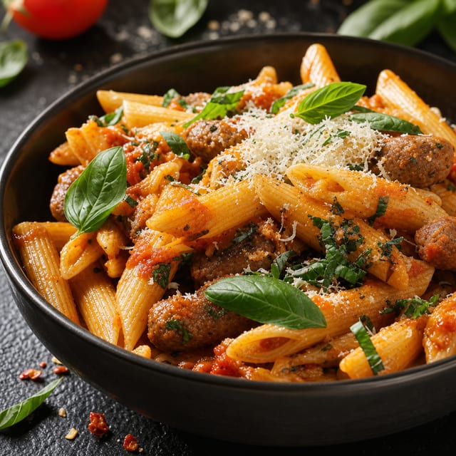 Pasta with Sausage Lunch.