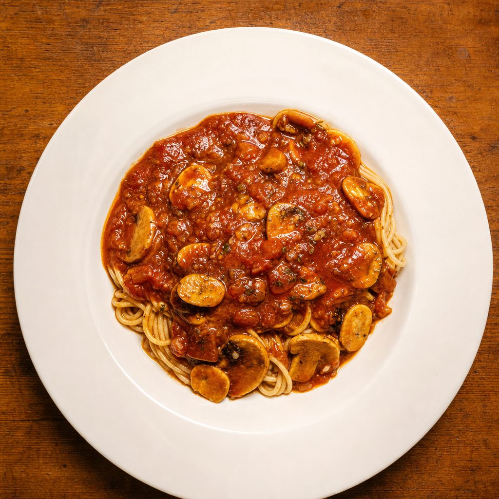 Pasta with Mushroom Sauce.